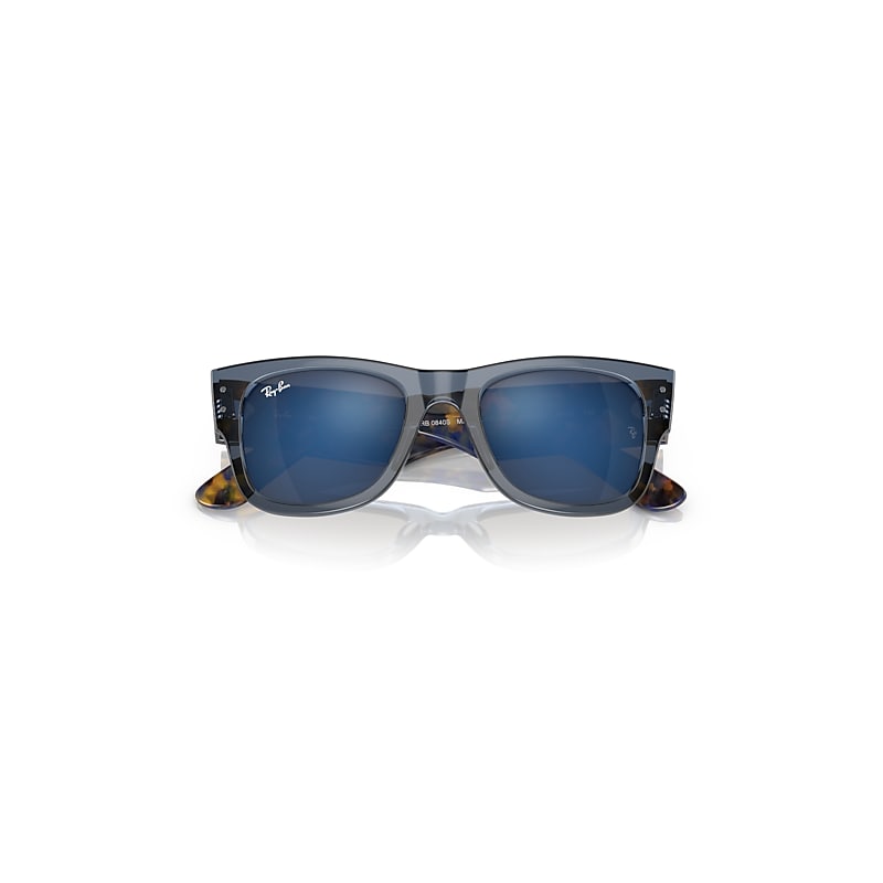 Ray-Ban Mega Wayfarer Sunglasses Yellow & Blue Havana Frame Blue Lenses 51-21