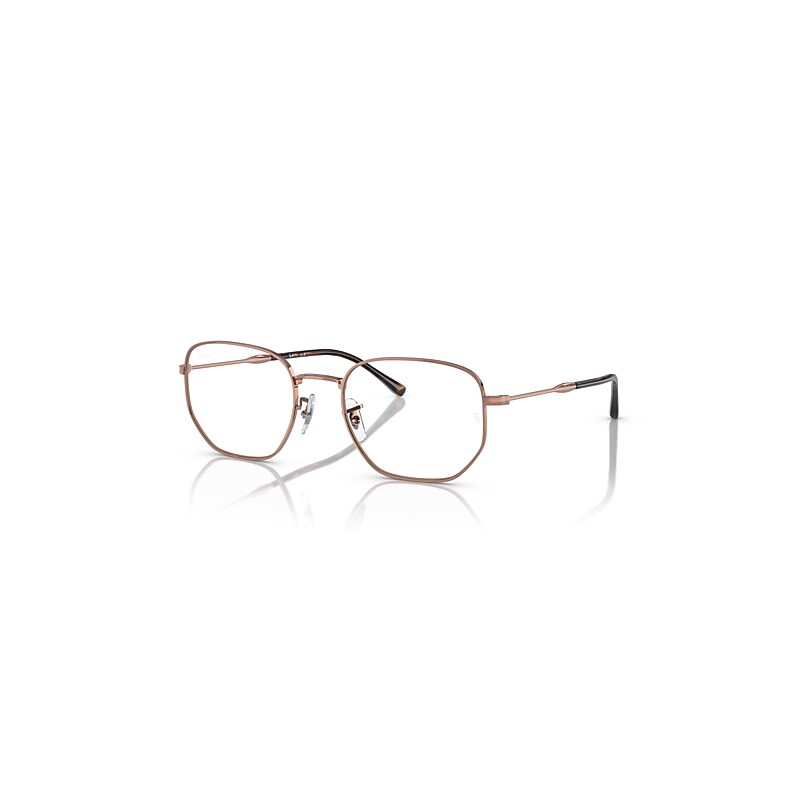 Ray-Ban Eyeglasses Unisex Rb6496 Optics - Rose Gold Frame Clear Lenses Polarized 53-20