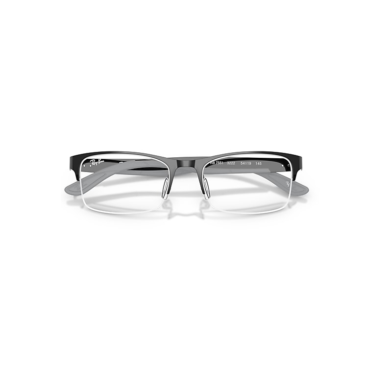 Ray-Ban Rb7551 Optics Optical Black Frame Clear Lenses Polarized 54-19