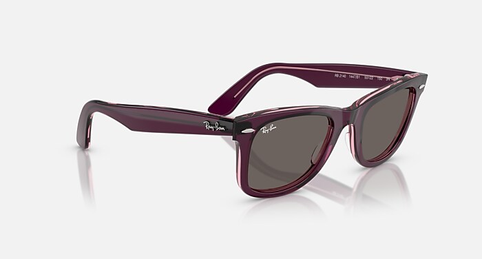 Ray-Ban Burgundy Translucent Wayfarer Sunglasses Wayfarer RB2140 Ray-Ban Sunglasses 1447B1 Violet On  main image 3
