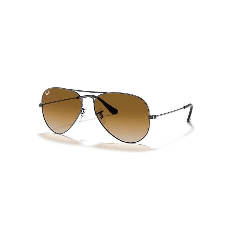 Ray-Ban Unisex Grey Aviator Gunmetal Brown Gradient Sunglasses In - Image 13