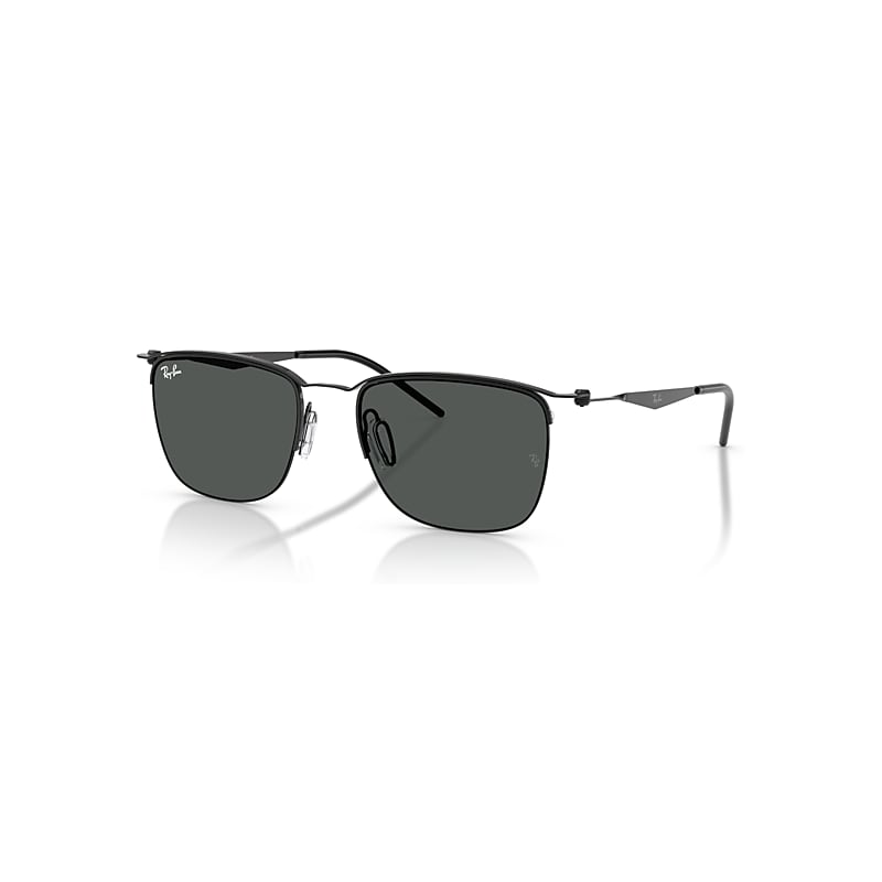 Ray - Ban Unisex Grey Ray - Ban Rb8550 928187 Sunglasses Metal Black Squared Normal - Image 2