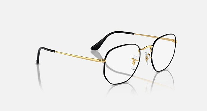 HEXAGONAL OPTICS Eyeglasses with Black On Gold Frame - RB6448
