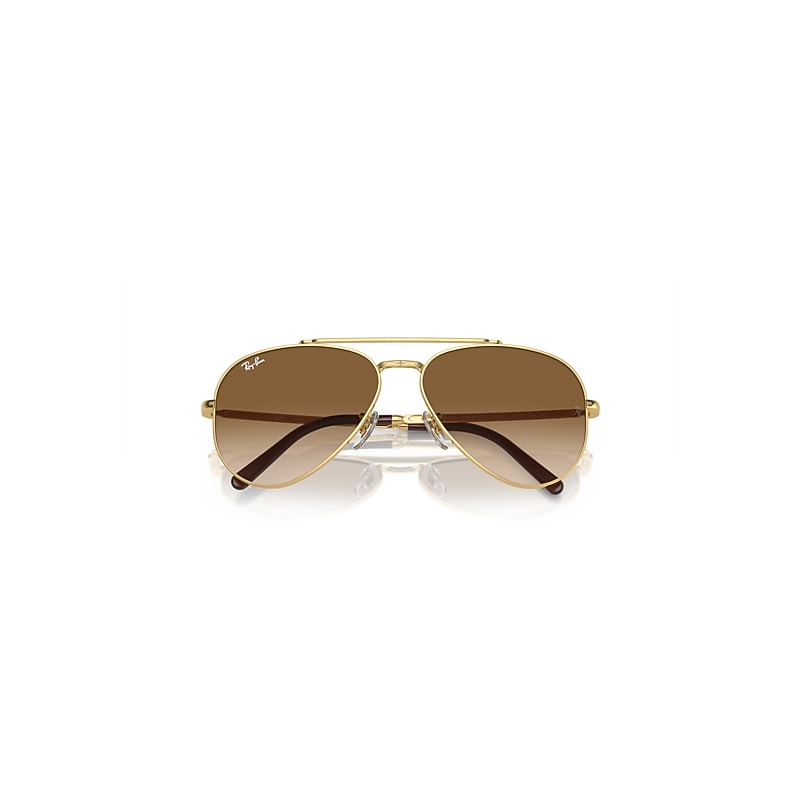 NEW AVIATOR Sunglasses in Arista Gold and Light Brown (58-14