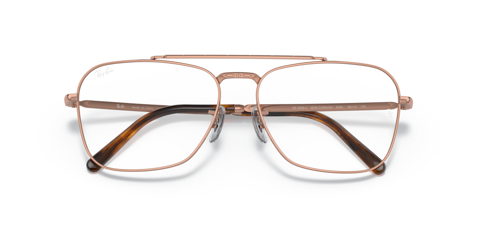 Ray-Ban New Caravan Optics Eyeglasses Pink Gold Frame Clear Lenses Polarized 55-15 147$