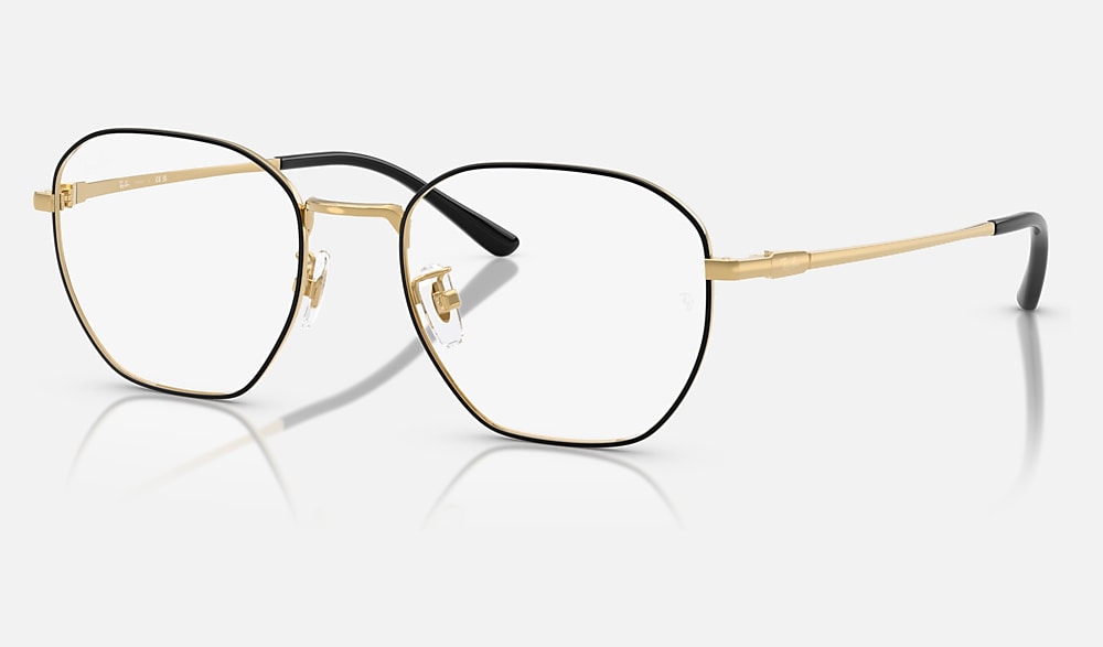 レイバン☆Ray-Ban メガネ ゴールドフレーム ブラックテンプル 度付き RB8777D OPTICS メガネ ゴールド上にブラック と クリア (53-19