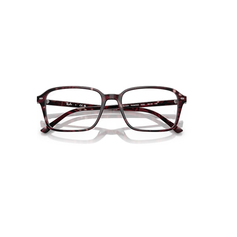 Ray-Ban Raimond Optics Eyeglasses Transparent Fantasy Violet & Red Frame Clear Lenses Polarized 54-18