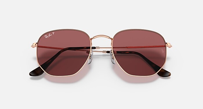 HEXAGONAL FLAT LENSES Polarized Sunglasses in Rose Gold and  display picture 3