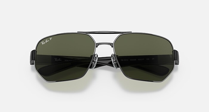 RB3672 Polarized Sunglasses in Gunmetal and G-15 Green Polarized
