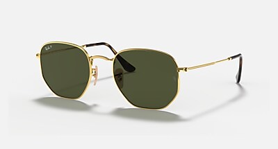 HEXAGONAL FLAT LENSES Polarized Sunglasses in Black and G-15 Green