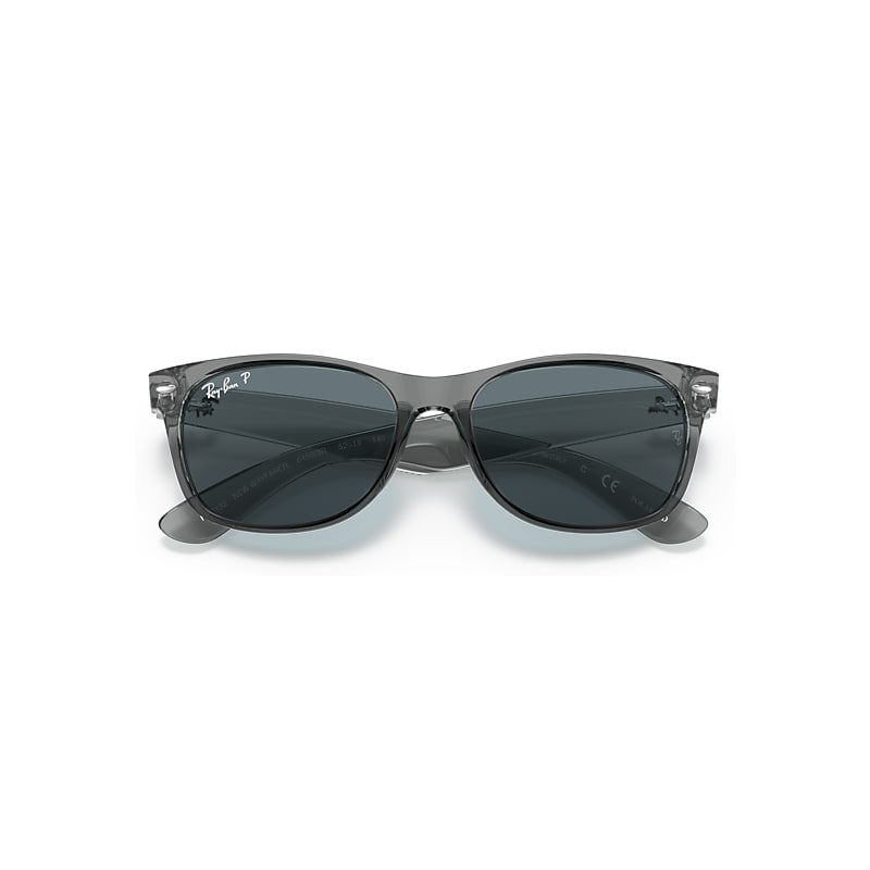 Ray-Ban New Wayfarer Classic Sunglasses Grey Frame Blue Lenses Polarized 52-18