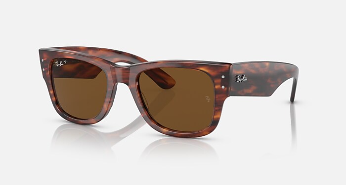 MEGA WAYFARER Sunglasses in Striped Havana and Brown Polarized