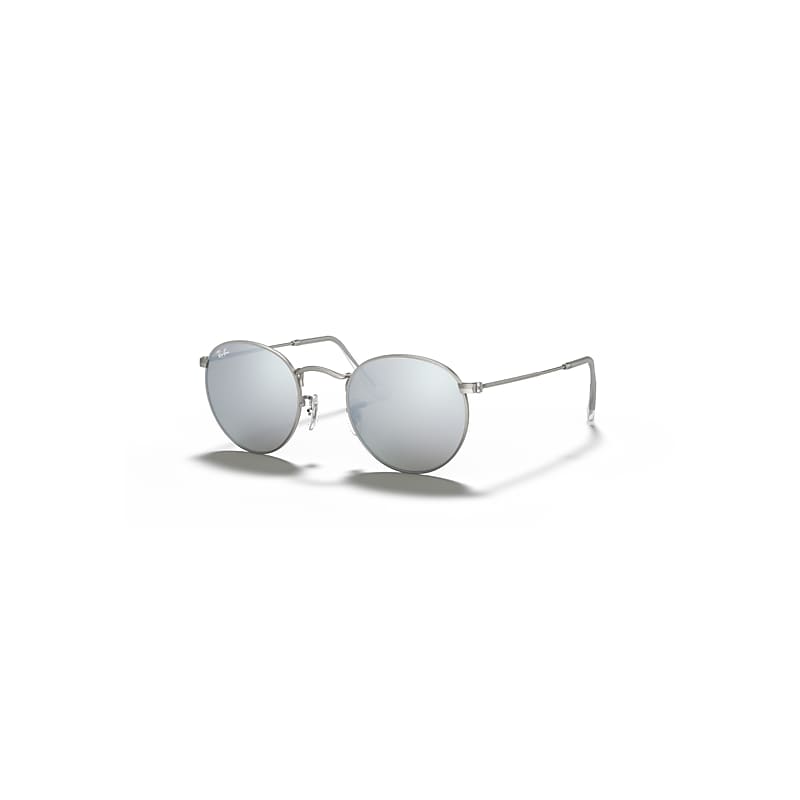 Ray-Ban Sunglasses Men's Round Flash Lenses - Silver Frame Solid Color Lenses 50-21, RB3447 - Image 1