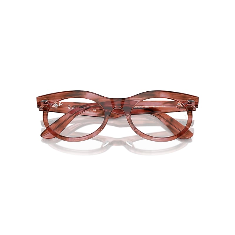 Ray-Ban Wayfarer Oval Optics Optical Striped Transparent Pink Frame Clear Lenses Polarized 50-22