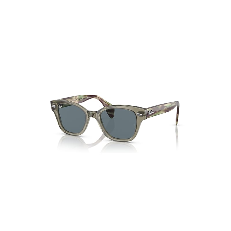 Ray-Ban Sunglasses - Striped Green Havana Frame Blue Lenses Polarized 52-19, RB0880S - Image 1
