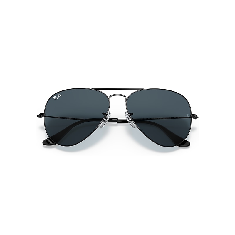 Ray-Ban Aviator X The Ones Sunglasses Black Frame Blue Lenses 58-14