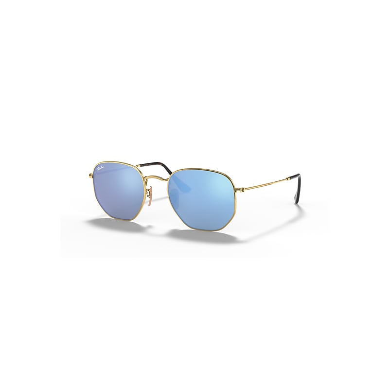 Ray-Ban Sunglasses Hexagonal Flat Lenses - Arista Gold Frame Solid Color Lenses 51-21, RB3548N - Image 2