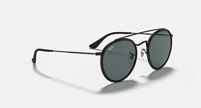 ROUND DOUBLE BRIDGE Sunglasses in Black and Blue/Grey - RB3647N