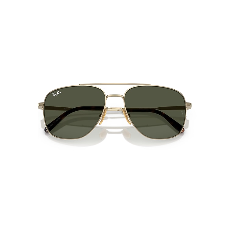 Ray-Ban William Titanium Sunglasses Arista Gold Frame Green Lenses 59-17