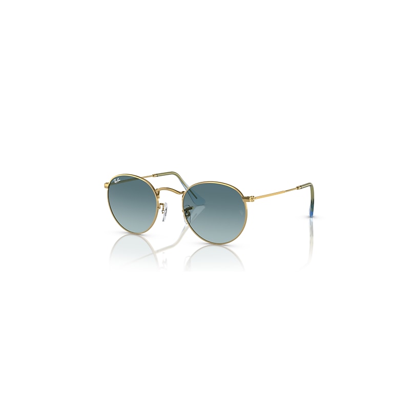 Ray-Ban Round Metal Sunglasses Gold Frame Blue Lenses 53-21