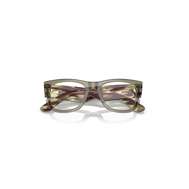 Ray-Ban Mega Wayfarer Optics Eyeglasses Striped Green Havana Frame Clear Lenses Polarized 51-21