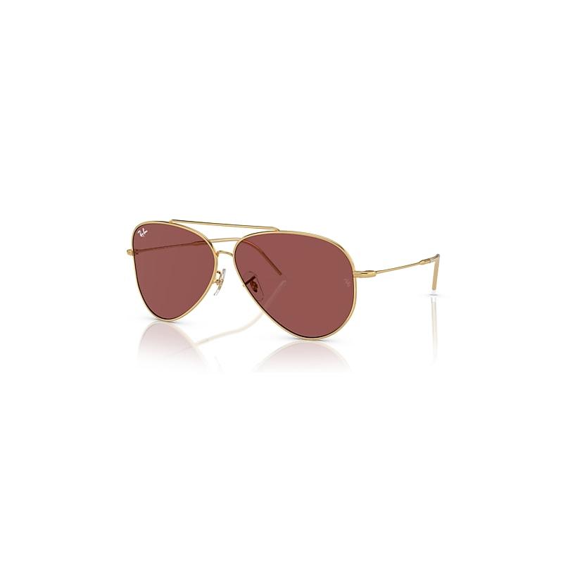 Ray-Ban Aviator Reverse Sunglasses Arista Gold Frame Violet Lenses 62-11