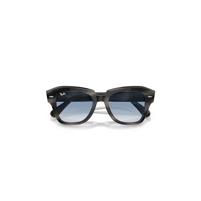 STATE STREET Sunglasses in Striped Grey and Clear & Blue - RB2186