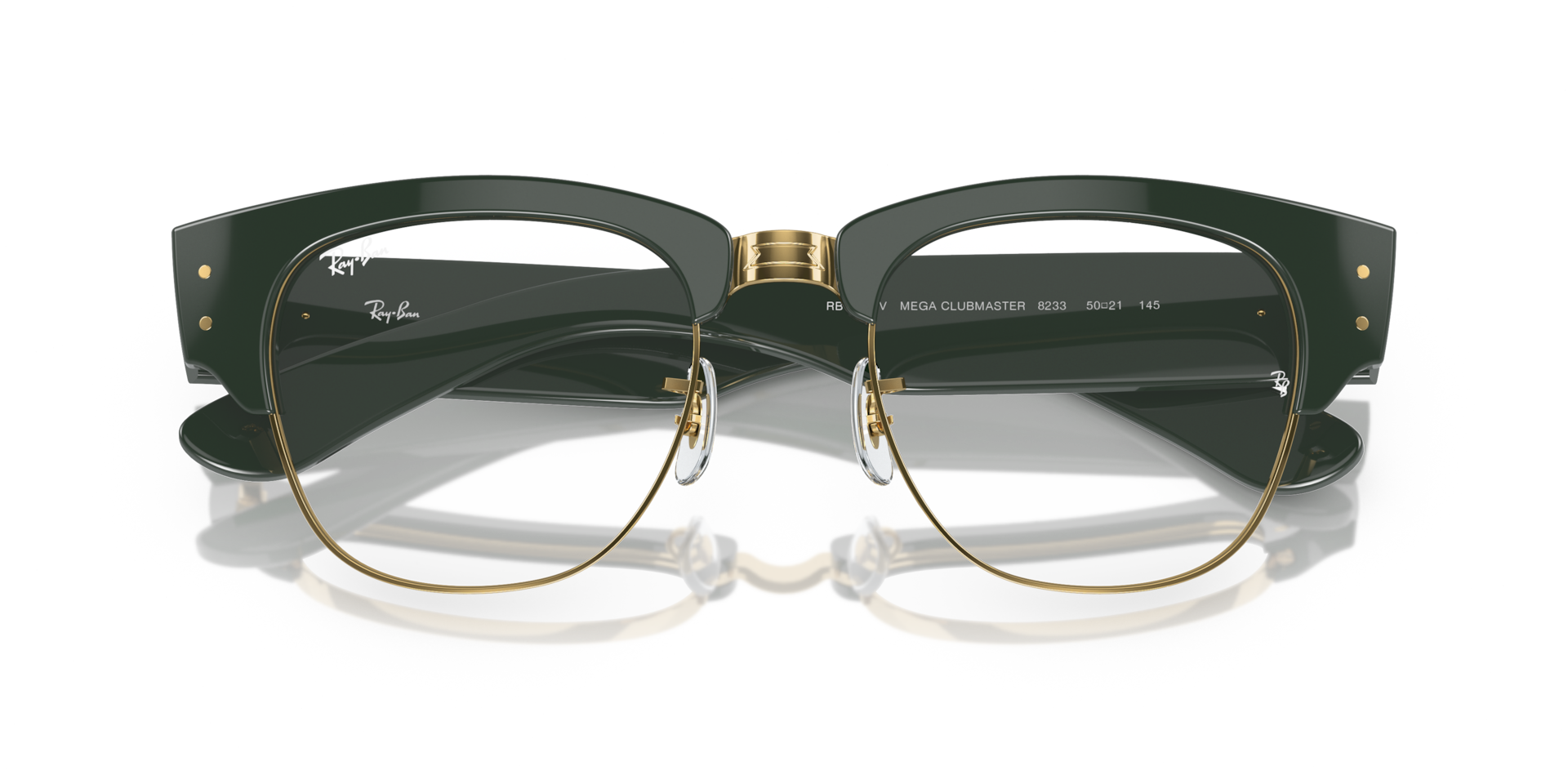 Ray-Ban Mega Clubmaster Optics Eyeglasses Green Frame Clear Lenses Polarized 50-21 147$