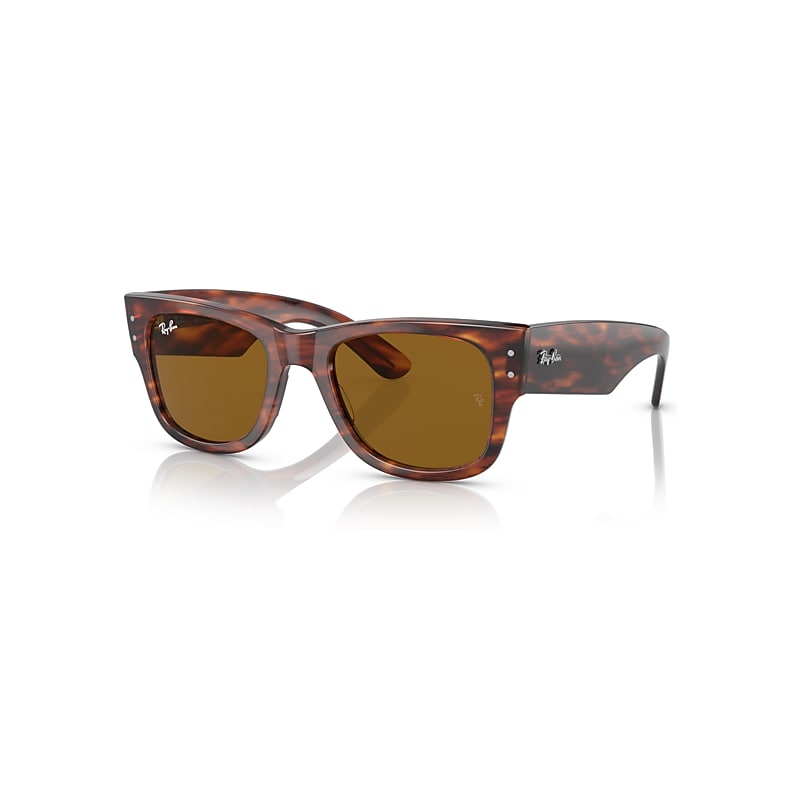 Ray-Ban Mega Wayfarer Sunglasses Striped Havana Frame Brown Lenses 52-21