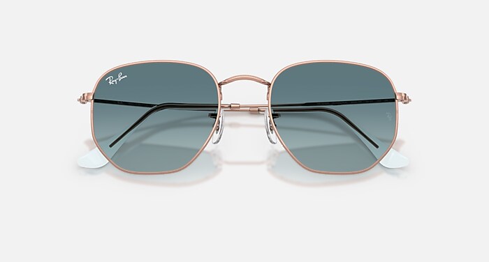 HEXAGONAL FLAT LENSES サングラス カッパー と ブルー 諧調グレー (51