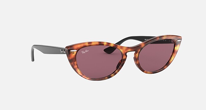 NINA Sunglasses in Red Havana and Photochromic Violet Mirror Gold