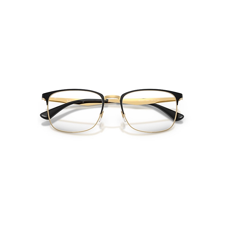 Ray-Ban Rb6421 Optics Optical Black & Gold Frame Clear Lenses Polarized 52-18