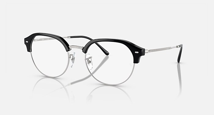 RB7229 OPTICS メガネ シルバー上にブラック と クリア (51-20