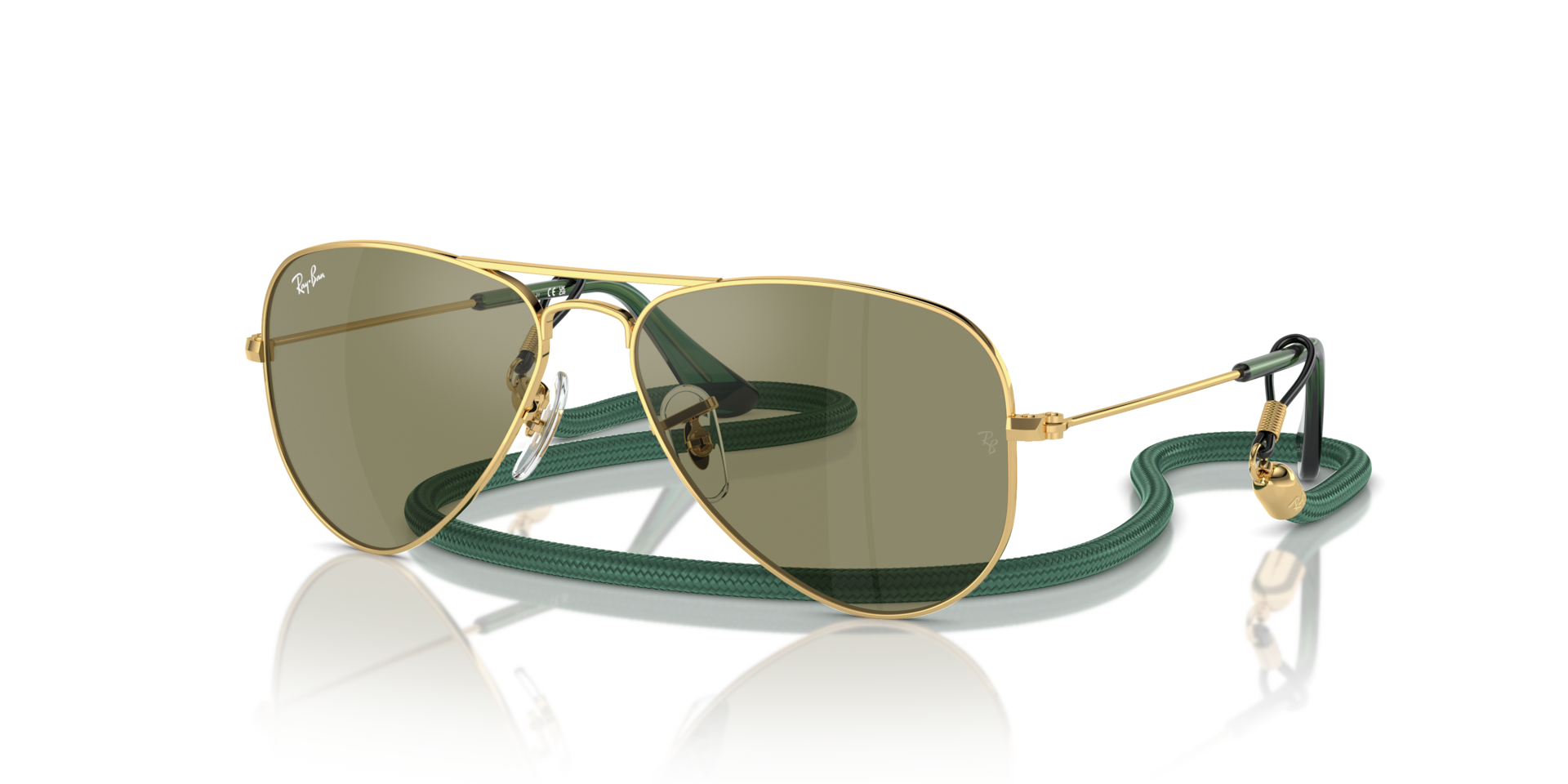 Ray-Ban Aviator Kids Lunettes De Soleil - Monture Dor Arista Verres Vert 52-14 90 €