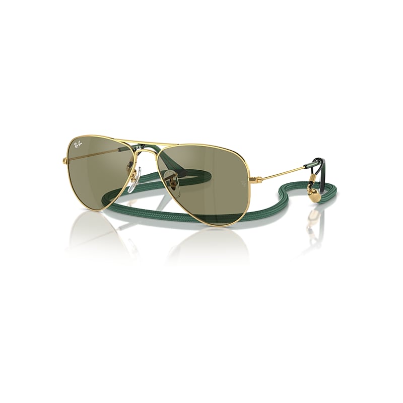 Ray - Ban Gold/Green Rj9506s Junior Aviator 223/6R Kid Sunglasses Metal Pilot Mirrored Mirror - Image 4