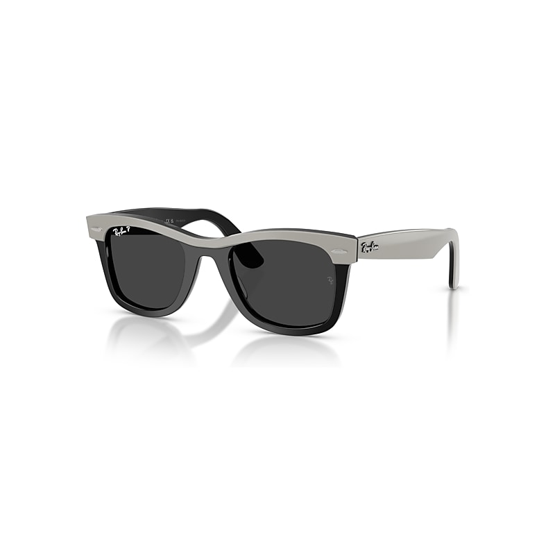 Ray-Ban Wayfarer RB2240, Grey On Black Polarized Sunglasses Polarized Black lenses, Mojo Glasses - Image 4
