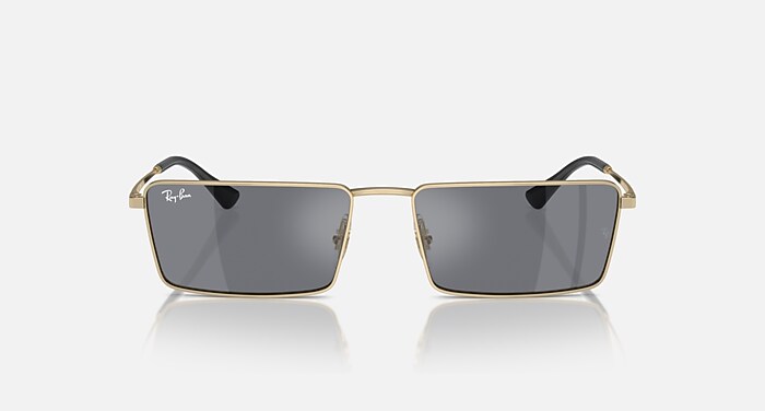 Ray-Ban サングラス 新品 EMY ゴールドフレーム Y2K EMY BIO-BASED Sunglasses in Gold and Dark Grey Flash Silver (56-17