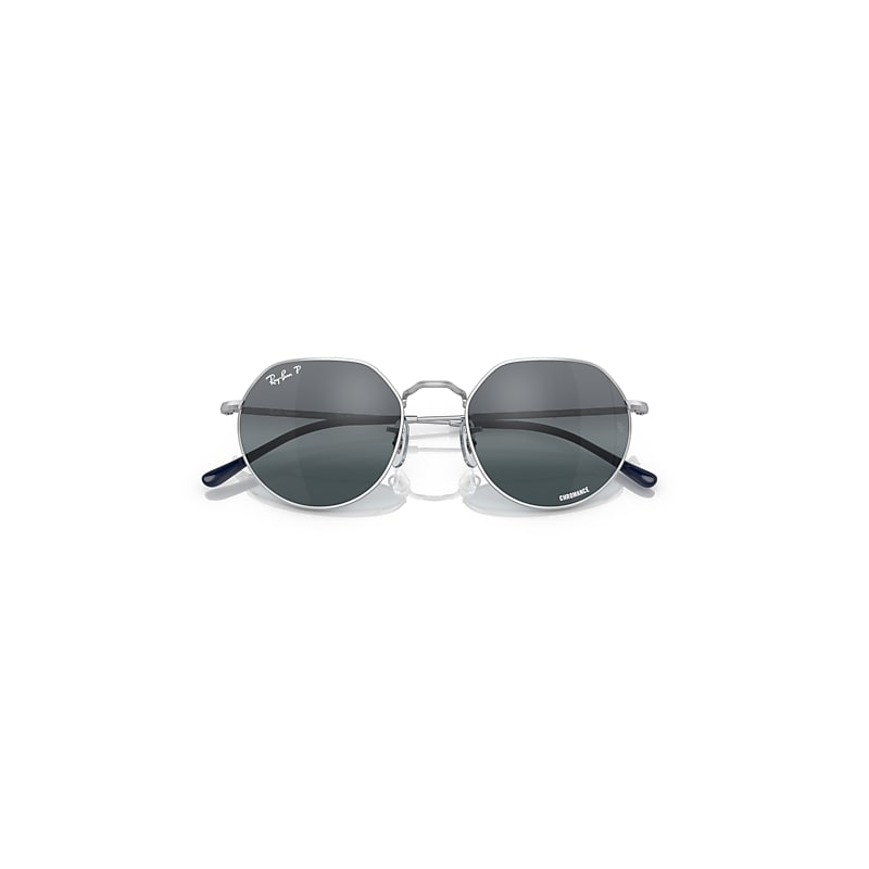 Ray-Ban Jack Polarized+ Lenses Sunglasses Silver Frame Blue Lenses Polarized 53-20