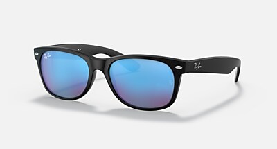 NEW WAYFARER FLASH Sunglasses in Rubber Black and Blue Flash (52