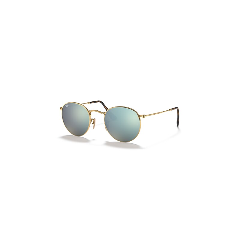 Ray-Ban Sunglasses Men's Round Flat Lenses - Arista Gold Frame Silver Lenses 50-21, RB3447N - Image 1