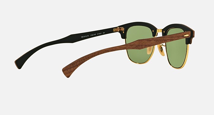 CLUBMASTER WOOD Sunglasses in Brown and Green Classic - RB3016M