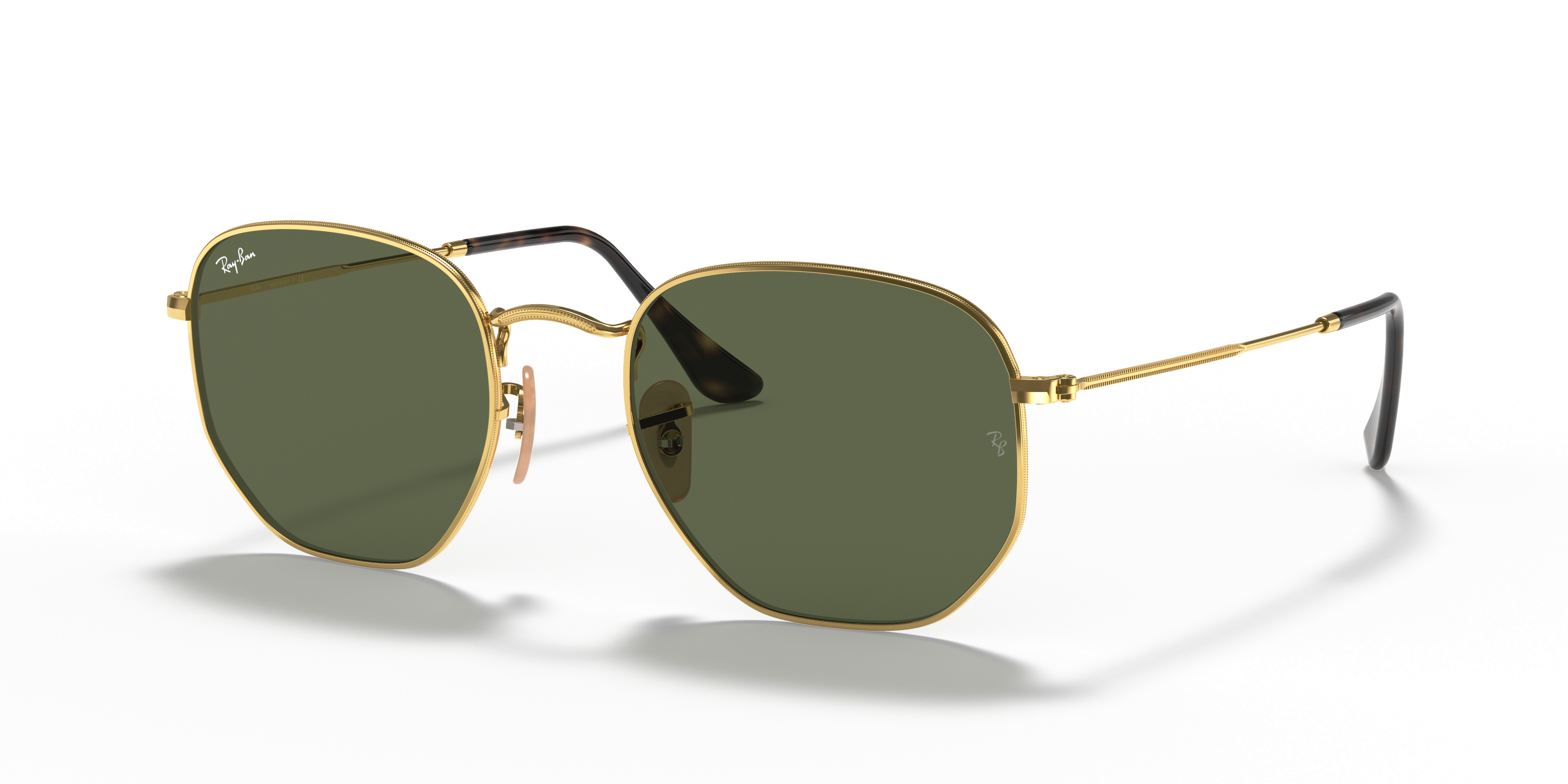 HEXAGONAL FLAT LENSES Sunglasses in Arista Gold and G-15 Green