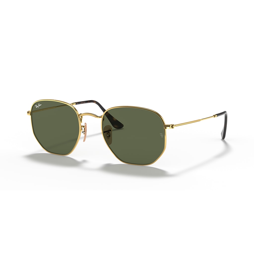 HEXAGONAL FLAT LENSES Sunglasses in Arista Gold and G-15 Green (51