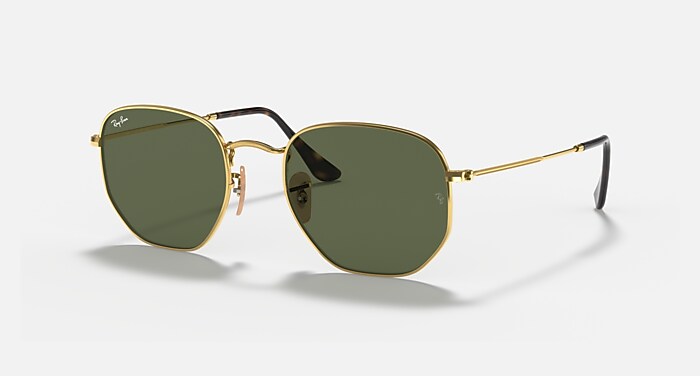 HEXAGONAL FLAT LENSES Sunglasses in Arista Gold and G-15 Green
