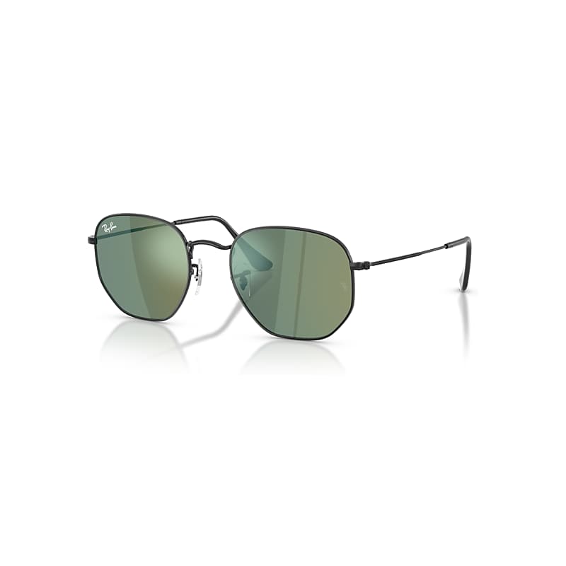 Ray-Ban Sunglasses  Hexagonal Flat Lenses - Black Frame Green Lenses 54-21, RB3548N