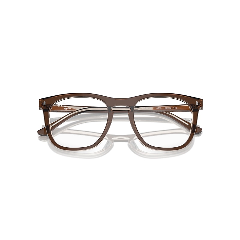 Ray-Ban Rb2210v Optics Eyeglasses Brown On Transparent Light Brown Frame Clear Lenses Polarized 53-21