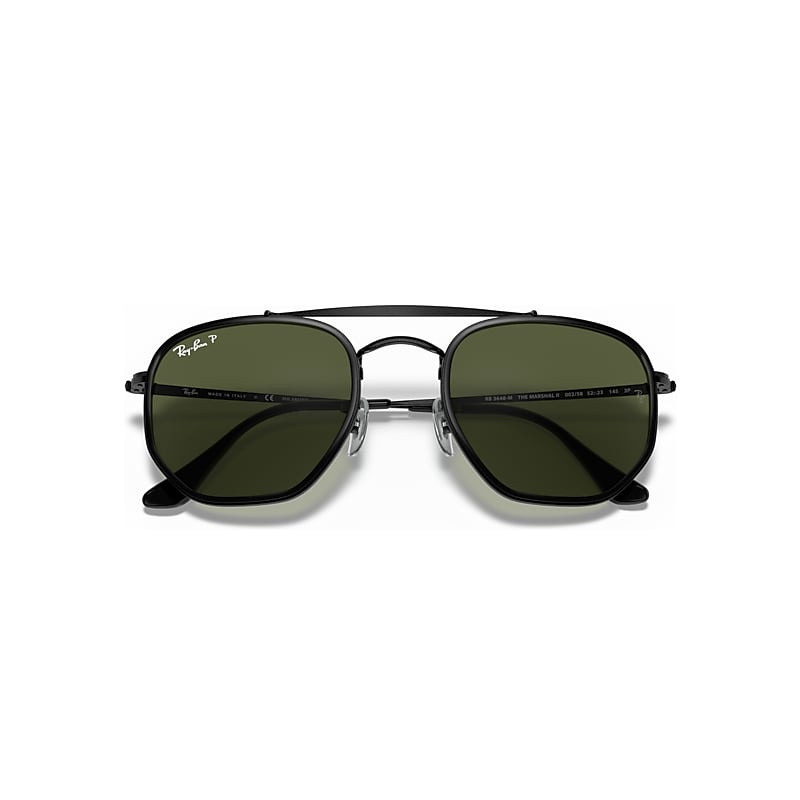 Ray-Ban Marshal II Sunglasses Black Frame Green Lenses Polarized 52-23