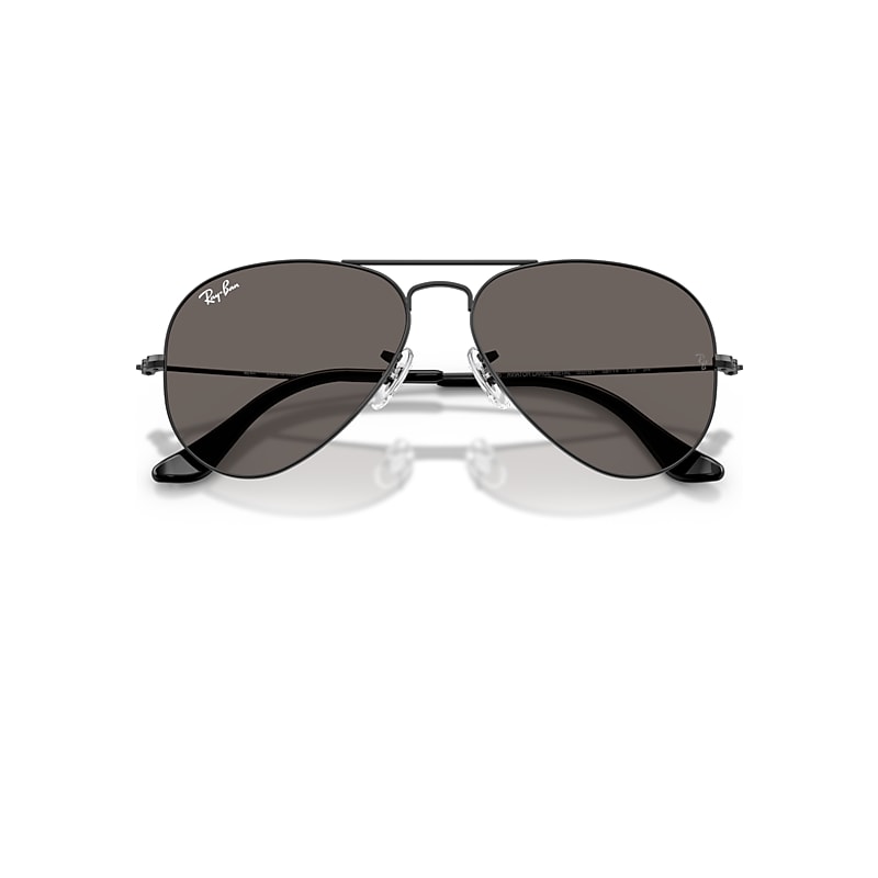 Ray-Ban Aviator Classic Sunglasses Black Frame Grey Lenses 62-14