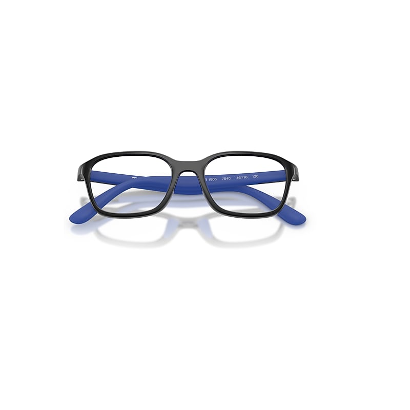 Ray-Ban Rb1906 Opitcs Kids Bio-based Optical Black & Rubber Blue Frame Clear Lenses Polarized 46-16