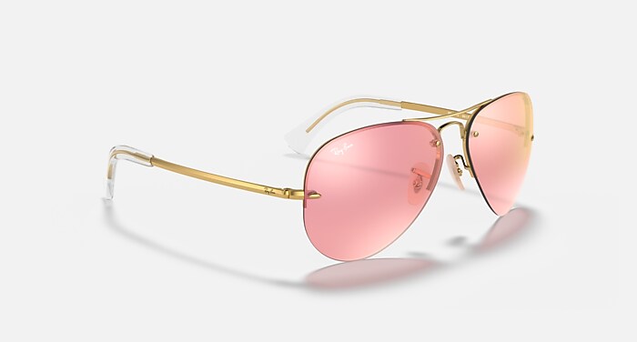RB3449 Sunglasses in Arista Gold and Pink Mirror (59-14) - RB3449